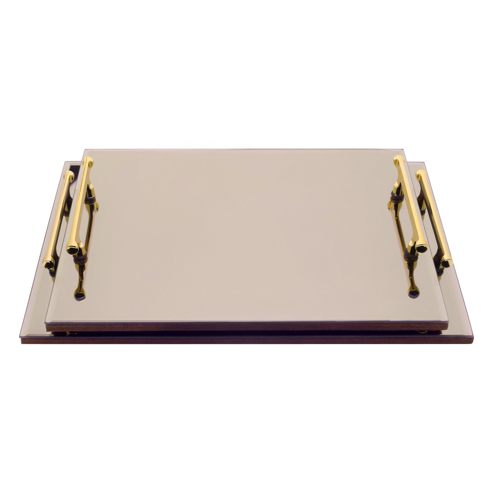 Premium Brown Glass Tray Set of Two